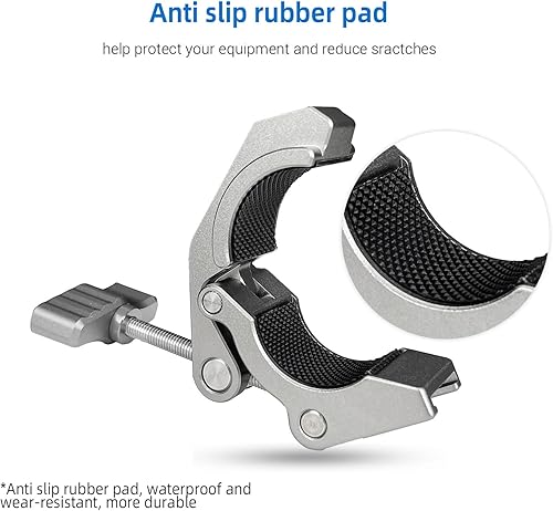 Miniatura 3 de Super Clamp Clip fuerte multifunción con agujero de tornillo de 14 de pulgada para foto, fotografía, estudio, video, trípode y micrófono (titanio)