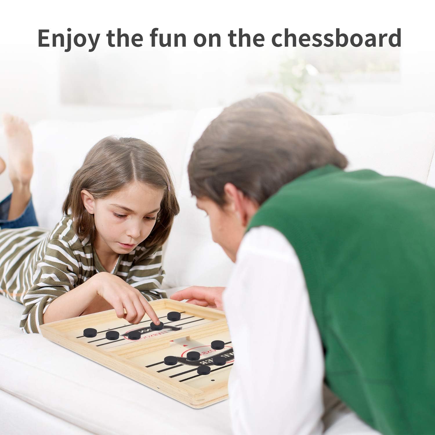 Jeu De Hockey Sur Table En Bois 2 En 1 – Baby-foot Et Air Hockey Portable – Jouet Interactif Pour Enfants Et Parents