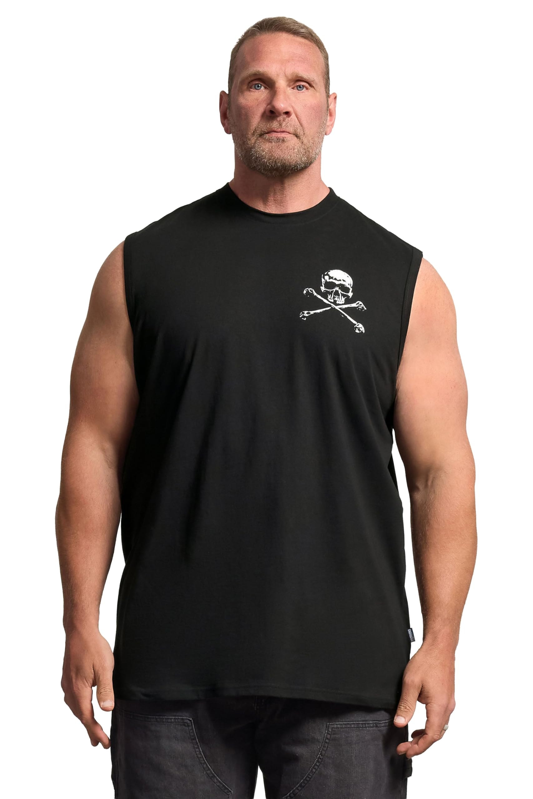 Badrhino Men's Black Skull & Crossbones Graphic Muscle Vest In | Size: 4XL