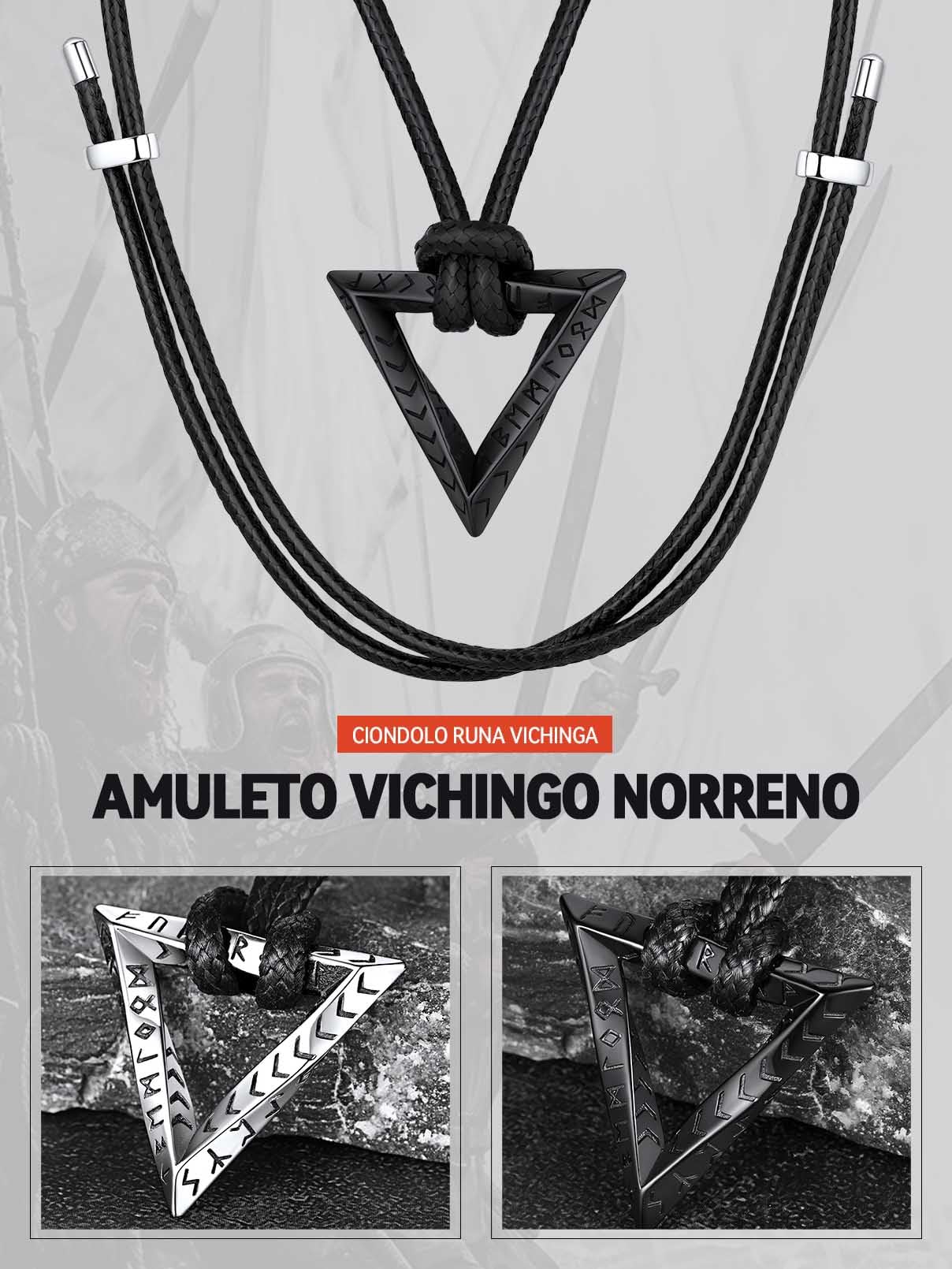 FaithHeart Cerchio Collana Vichinga Anello di Mobius Ciondolo Rune Vichinghe Amuleto del Mito Nordico Collanina Pelle Intrecciata Nodo Celtico Regalo Compleanno per Lui Coppie