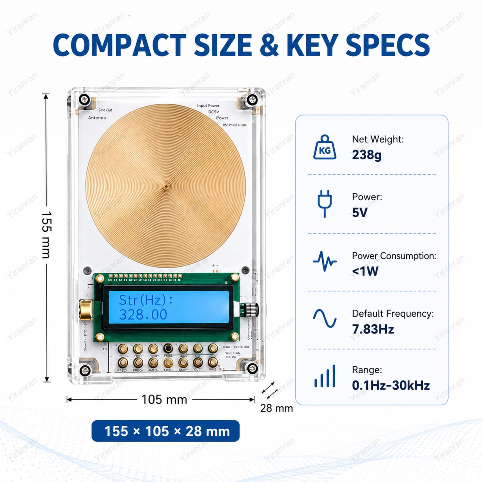 Generador De Frecuencia Programable Avanzado, Generador De Ondas Schumann, 7,83 Hz Por Defecto, 0,1 Hz-30 Khz Con Pantalla Lcd Y Alimentación Usb, Múltiples Opciones De Salida De Forma De Onda,