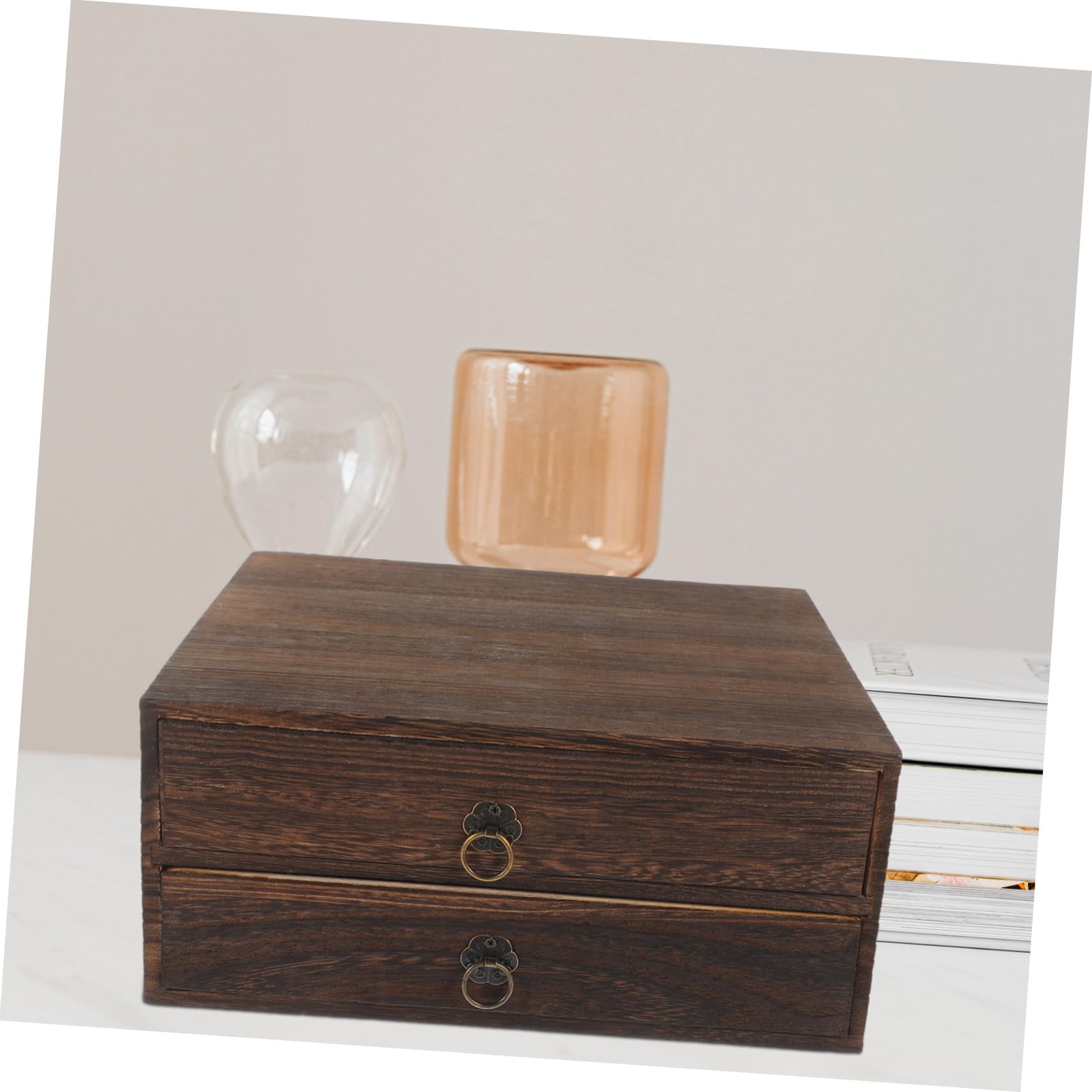 Scatola Portaoggetti Multilivello Cassetti Marrone in Legno