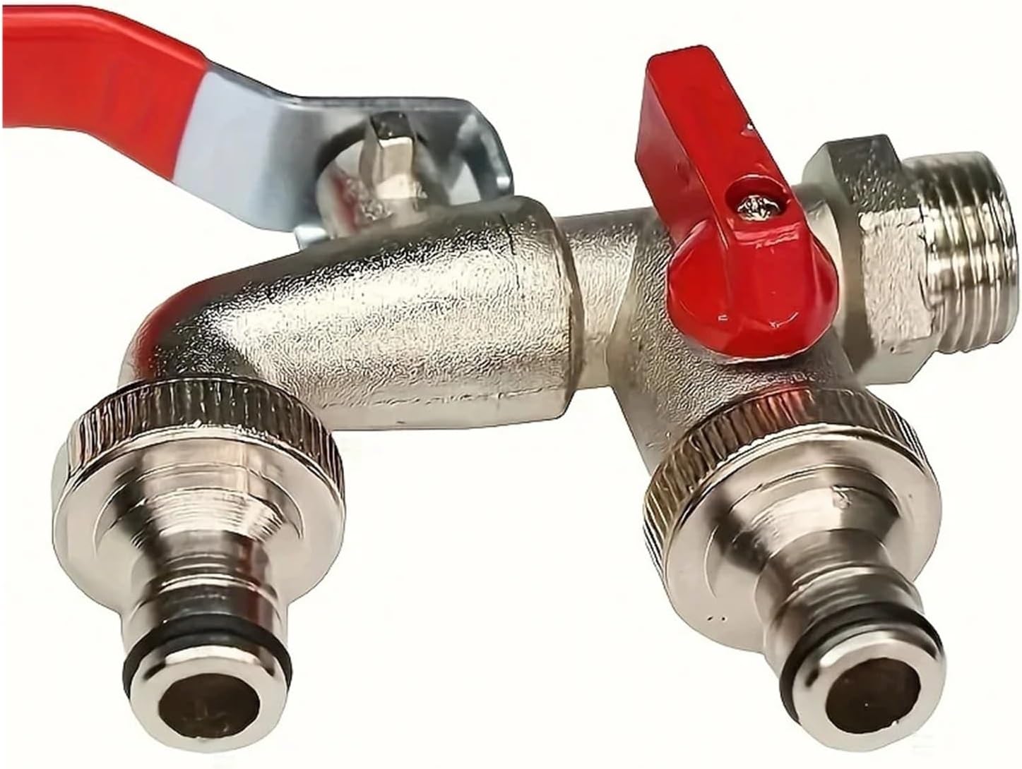 1Pc Dual Socket Water Pipe Faucet, Universal Threaded Multi-Component Outdoor Faucet, Compatible with sprinklers and wate