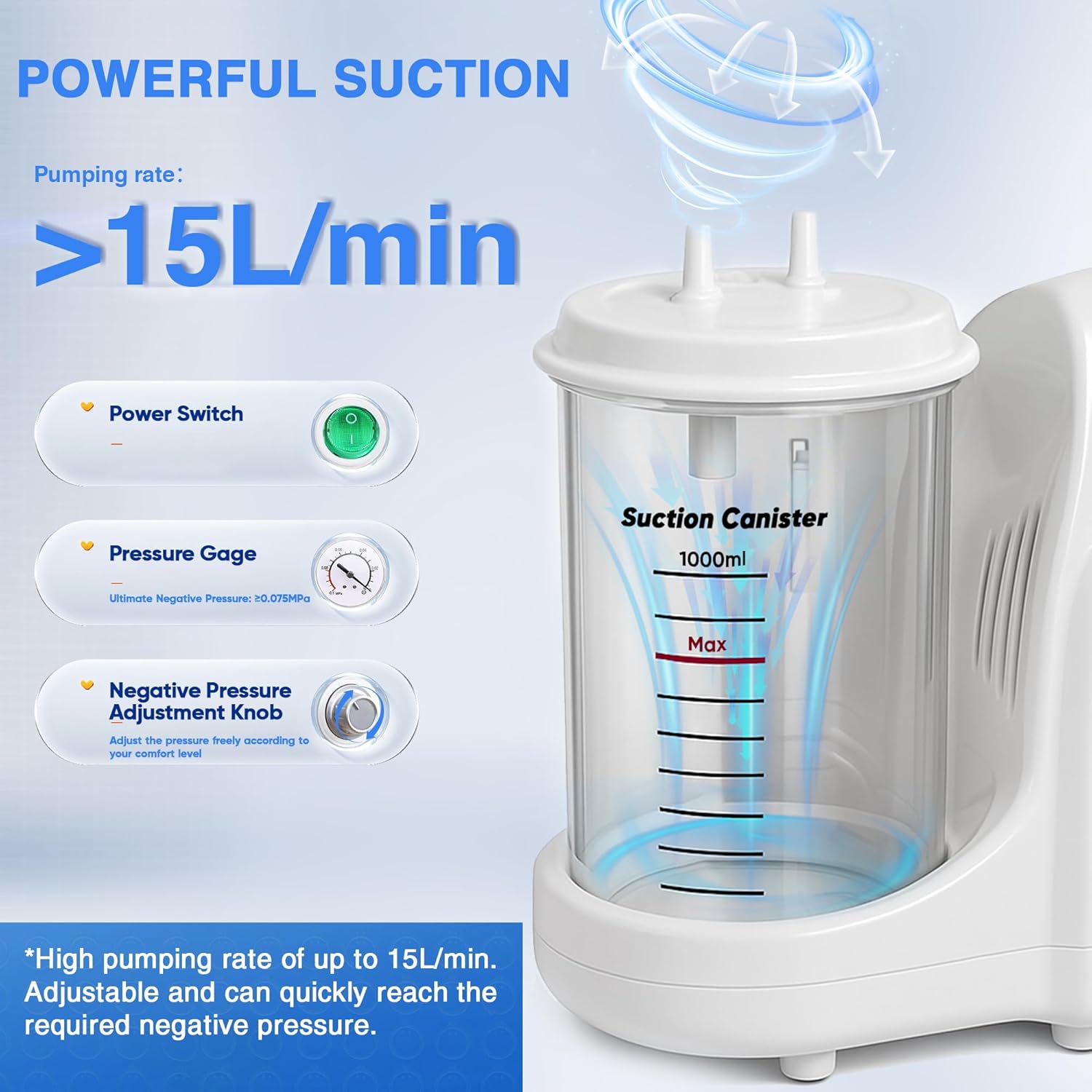 Portable Veterinary Suction Machine for Home Use with 1000ml Capacity