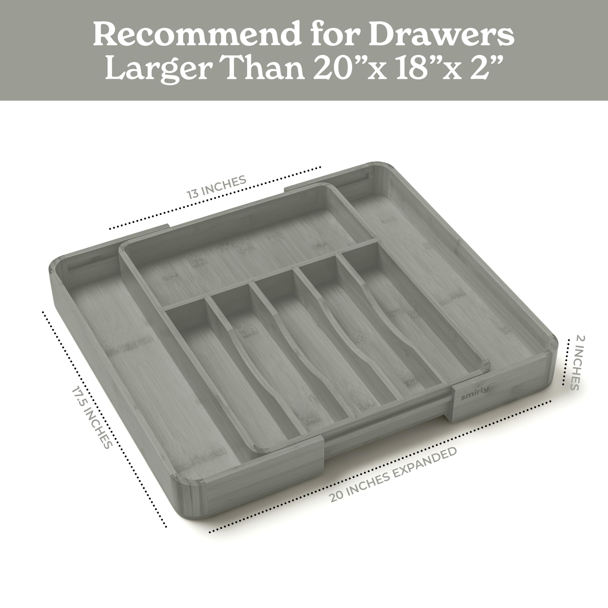 SMIRLY Bamboo Silverware Organizer For Drawer