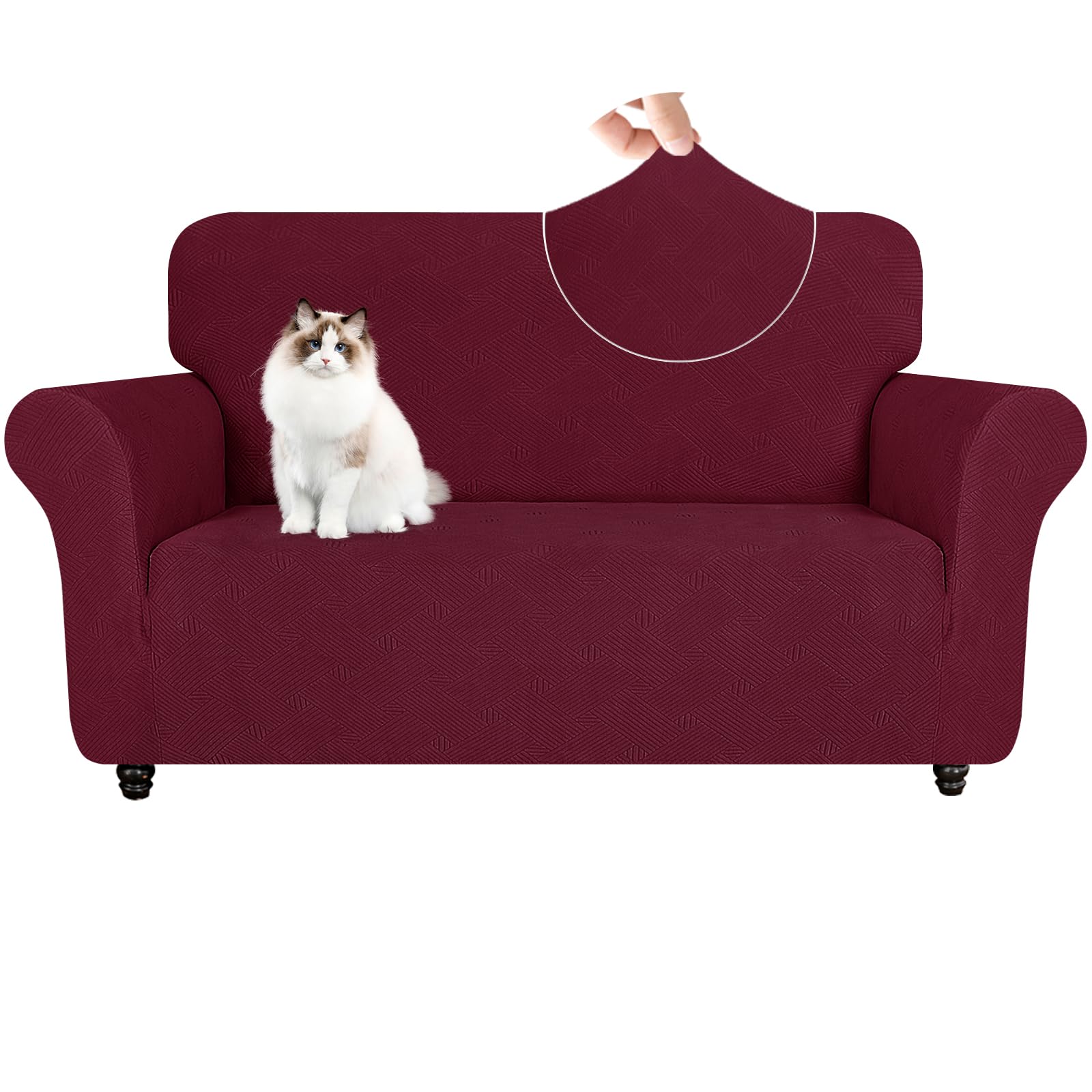 Navidad Elasticas Funda Sofa 2 Plazas con Reposabrazos, Universal Fundas De Sofa Ajustables, Gruesa, Antideslizante, Antiarañazos, Antimanchas, Confort Suavidad, Rojo Global Recycled Standard Global Recycled Standard Global Recycled Standard