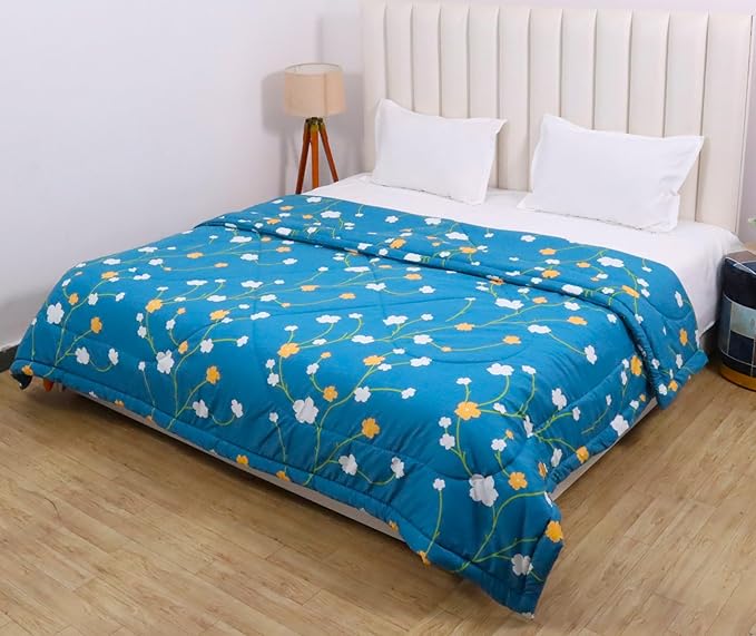 RD TREND Microfiber 200GSM Printed Reversible Comforter Double (Blue Floral)