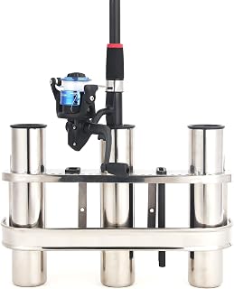 Fishing Rod Holder Stainless Steel 3 Tubes Organizer Links Rack Rests Tackle