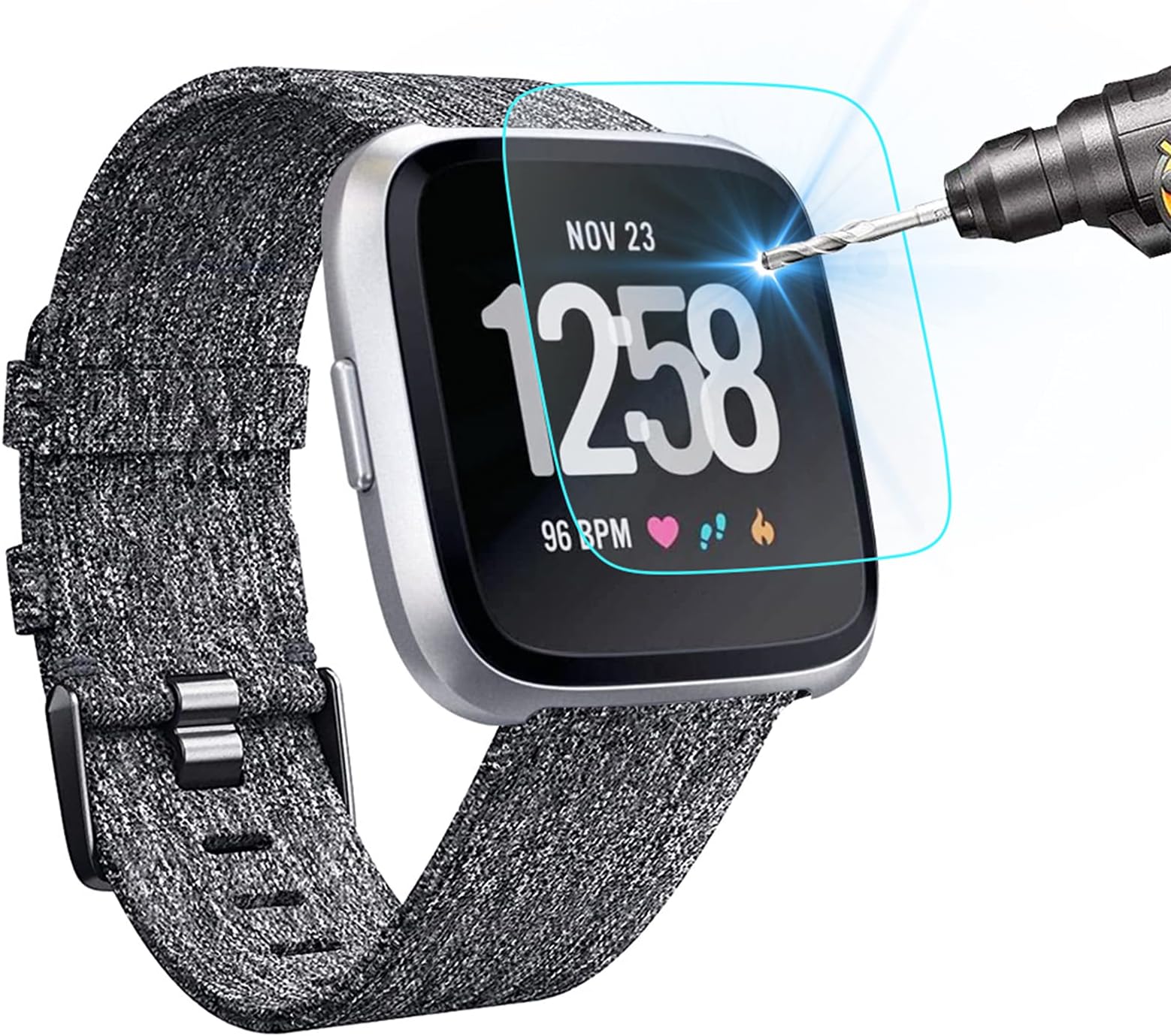 KIMILAR [3-Pack Screen Protector Compatible with Fitbit Versa/Versa Lite Smart watch (Not For Versa 2 / Versa 3 / Versa 4), Waterproof Tempered Glass Screen Protector [9H Hardness] [Crystal Clear]