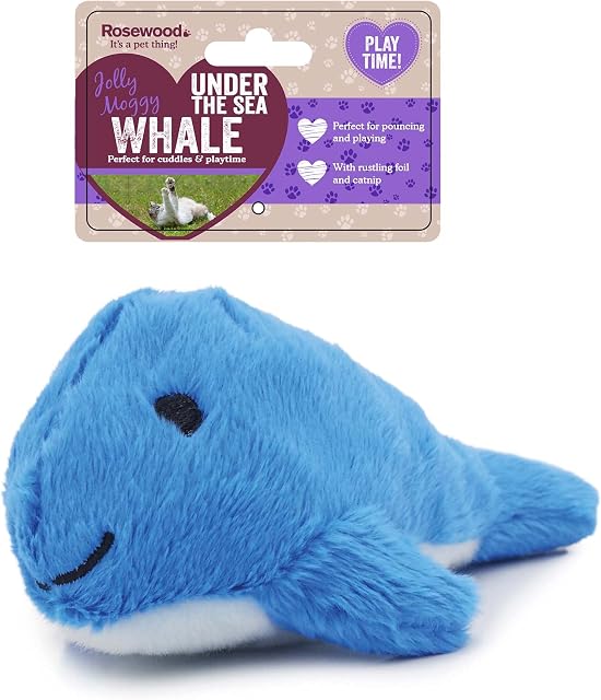 Rosewood Jolly Moggy Under the Sea Plush Whale Cat Toy Mixed