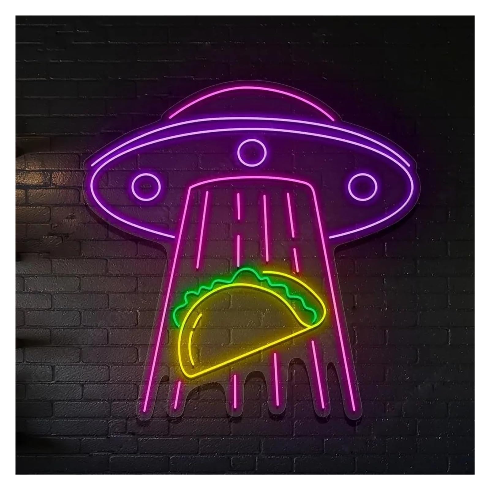 RONGCH Hanging Art Signs Abduction Taco Neon Sign,Tacos Street Food Wall Decor Business Restaurant Adjustable Brightness 50cm