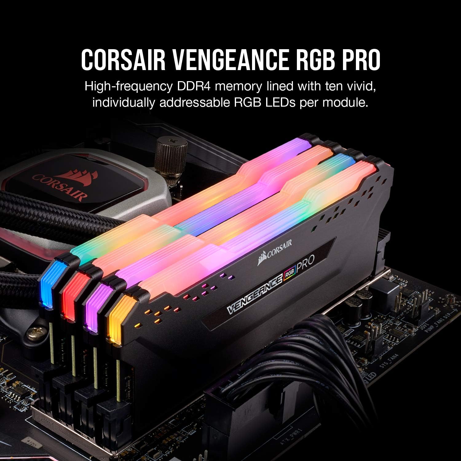 Corsair Vengeance RGB PRO 64 GB (4 x 16 GB) DDR4 3600 MHz C18 XMP 2.0 Enthusiast RGB LED Illuminated Memory Kit - Black