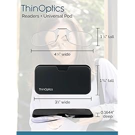 ThinOptics Universal Pod Case + Rectangular Reading Glasses, Gold Marble, 44mm + 1.5