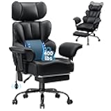 HOFFREE 400lbs Executive Office Chair with Adjustable Headrest & Lumbar Support Reclining Office Chairs for Heavy People Computer Desk Chair with Adjustable Padded Armrest Black