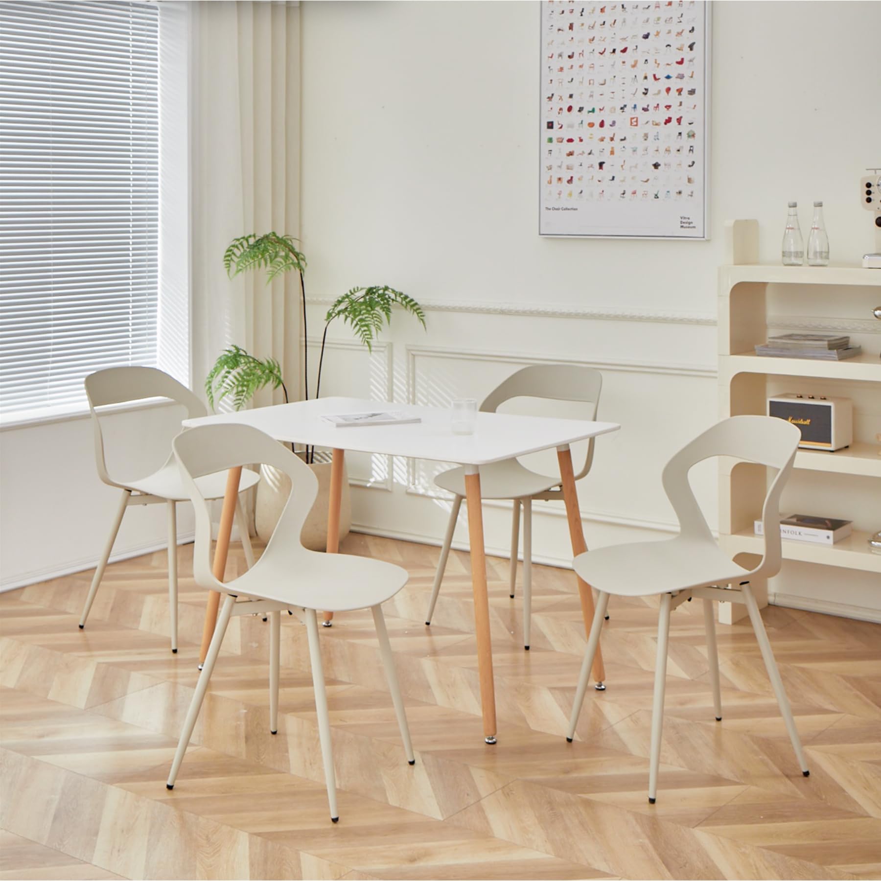 Set Di 4 Sedie Da Pranzo/ufficio – Con Gambe In Metallo, Seduta In Polipropilene, Design Ergonomico, Bianco