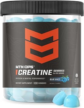 MTN OPS Creatine Gummies, 5g Creatine Monohydrate, Blue Razz, 100 Ct