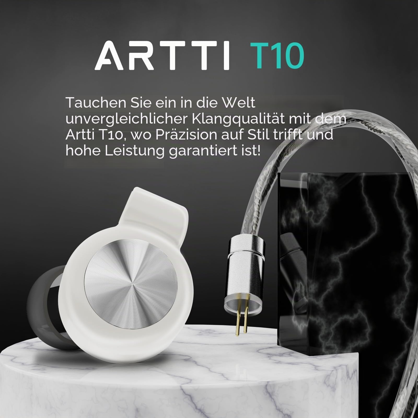 ARTTI T10 In-Ear-Kopfhörer, 14,2 mm, Dual-Magnetschaltung, Planar-Treiber, kabelgebunden, mit Kupfer, versilbertem, abnehmbarem Kabel, In-Ear-HiFi-Kopfhörer für Musiker/Sänger (3,5-mm-Stecker)