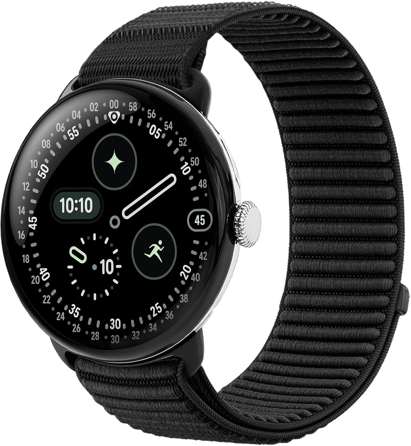 Nylon Loop Sport Bands Compatible with Google Pixel Watch 4/3/2/1 45mm 41mm Band, Upgraded All-Steel Connector, Soft Breathable Braided Replacement Straps for Women Men