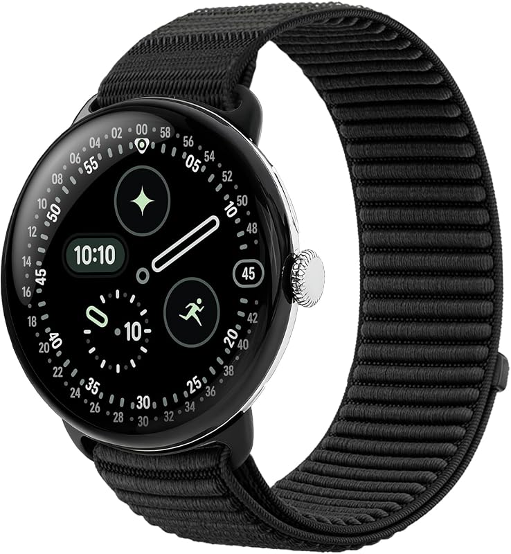 Correas zapatillas con bucle de nailon para Google Pixel Watch 4/3/2/1 Correa de 45 mm y 41 mm | Conector de acero mejorado, correas de repuesto trenzadas suaves y transpirables para mujeres y hombres