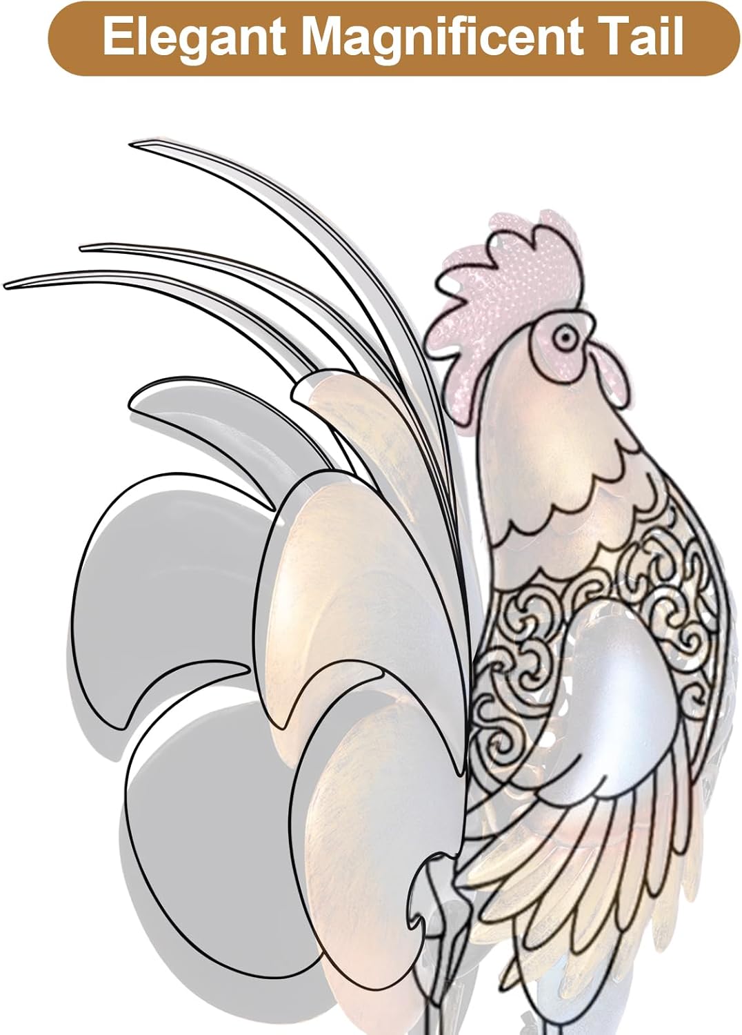 Rooster Garden Statues,Vintage Chicken Statue for Outdoor Decor, Regal Mighty Metal Rooster,Perfect Handmade Gift for Housewarming, Friends, Garden Lover