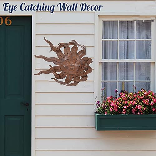 Miniatura 6 de Metal Sun Wall Art Decor 21" W Large Sunface Outdoor Decor
