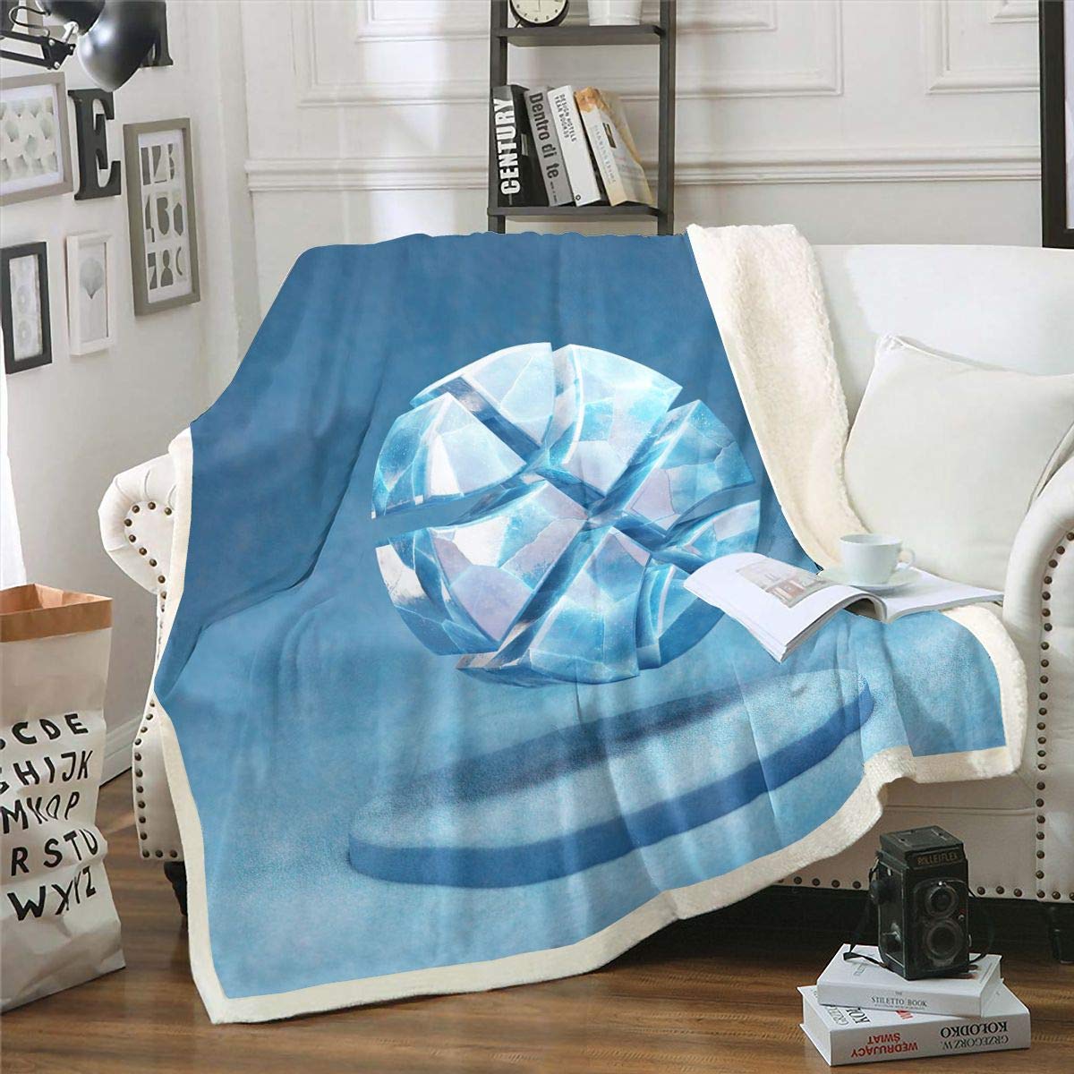 Homemissing Geometric Sherpa Blanket - Lattice Fleece Throw for Kids, Boys, Girls - Colorful Simple Modern Decor Plush Fashion Style Fuzzy for Sofa Bed - Single 50x60 Inch — image 1