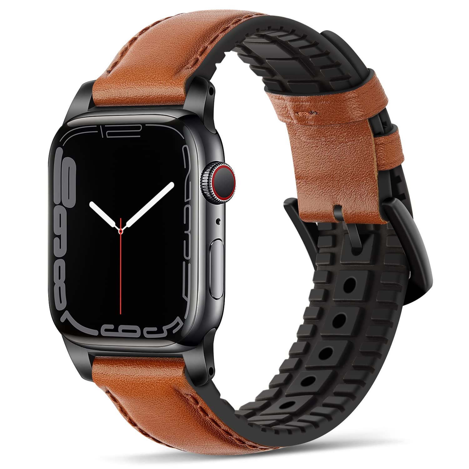 Tasikar Compatible with Apple Watch Band 49mm 45mm 44mm 42mm 41mm 40mm 38mm, Genuine Leather Silicone Replacement Strap Co...