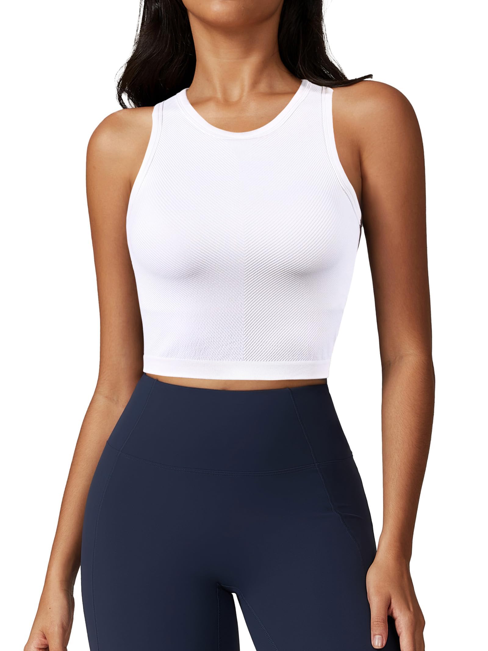 ATTRACO Ribflex Workout Tank Tops for Women Full Length Gym Athletic Top