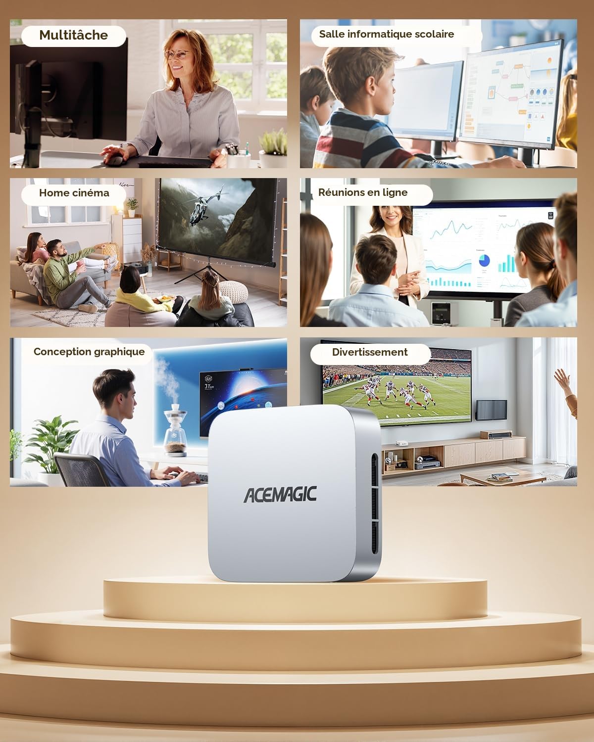 ACEMAGIC K1 Mini PC, Ιntel Core i5-12600H(12C/16T, jusqu'à 4,5 GHz),16 Go DDR4 512 Go SSD NVMe Mini Ordinateur Bureau, 4K UHD Triple écranWi-FI 6, Graphique Ιntel Iris XE, Buetooth 5.2