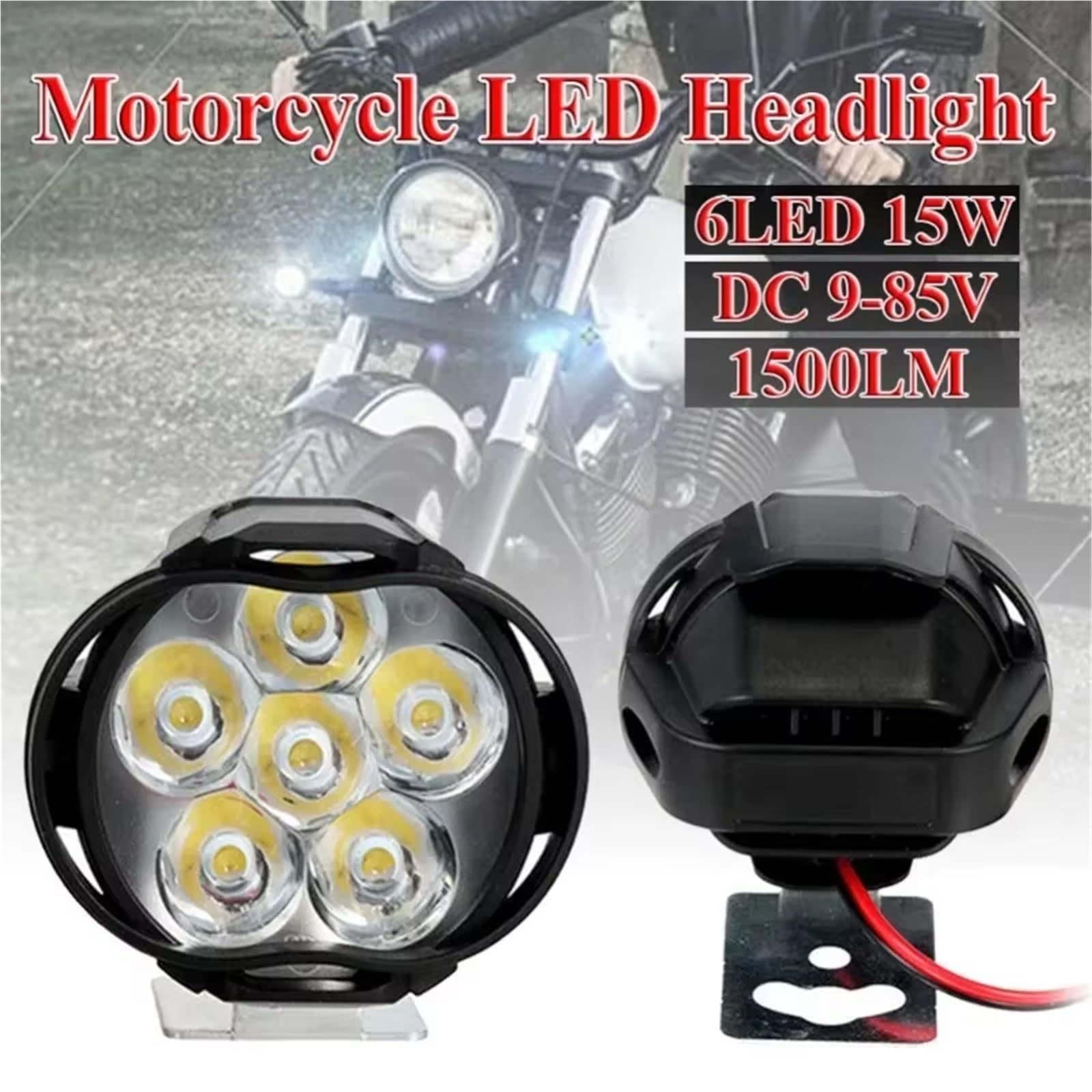 Phare Avant Moto Phares Moto Feux Auxiliaires Scooter Projecteurs Ampoules Antibrouillard À 6 LED Feux Travail Avec Interrupteur Feux Phare(4 piece)