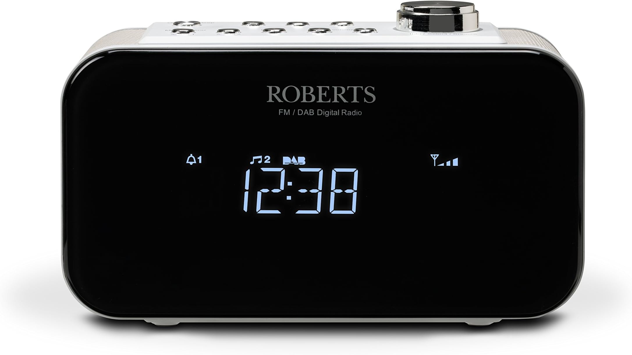 Roberts RadioORTUS2W DAB+/DAB/FM Alarm Clock Radio with USB Smartphone Charging - White
