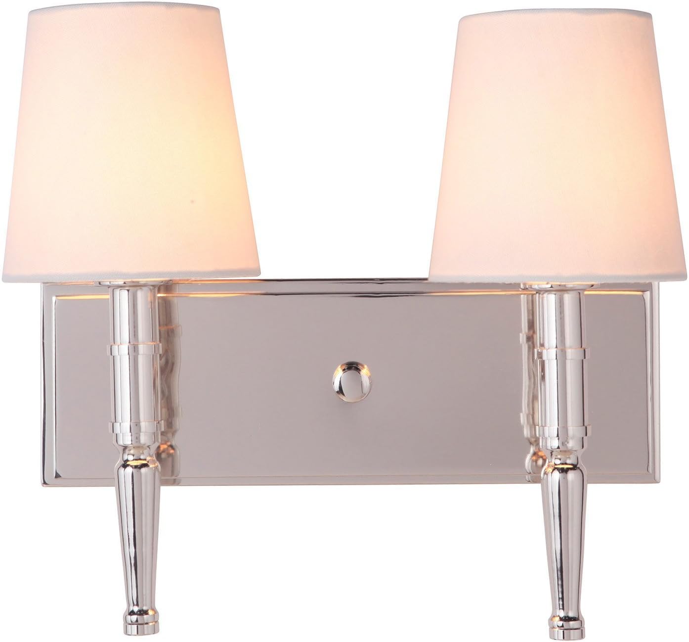Craftmade 44602-PLN Ella Linen Vanity Wall Lighting, 2-Light, 120 Watts, Polished Nickel (14" W x 12" H)