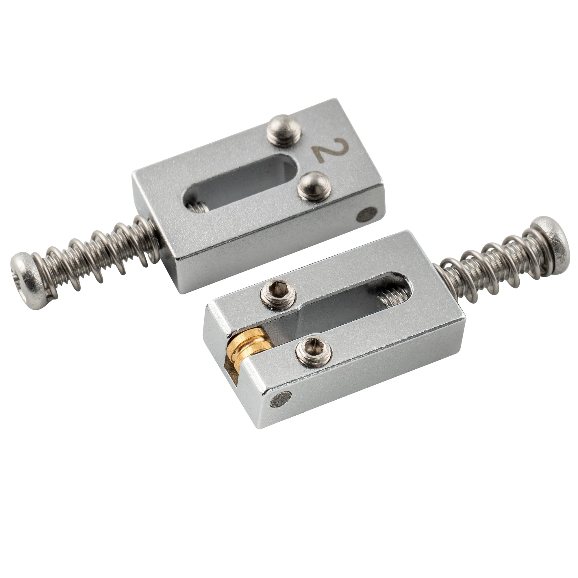 Musiclily Ultra 10.5mm Brass Guitar Tremolo Bridge Roller Saddles for Strat Tele Style Electric Guitar Chrome (Set of 6) - Image 4