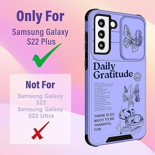Miniatura 2 de Funda 2 en 1 para Samsung Galaxy S22 Plus para mujeres, bonita funda de mariposa femenina con diseño único de mariposa morada con funda para cámara
