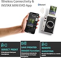 Vista 6 de Fujifilm Instax Mini EVO Hybrid Black Instant Camera Instax Mini Twin Pack Instant Film 32GB microSD Card with Adapter Black Camera Case