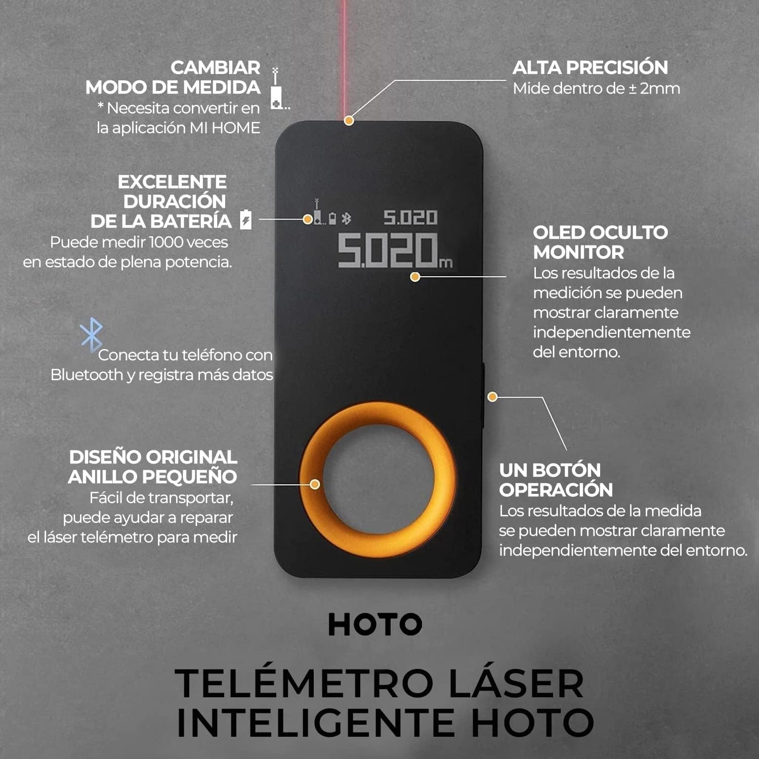 Medidor láser Bluetooth Hoto 30m por 29,99€ (marcando aplicar cupón)