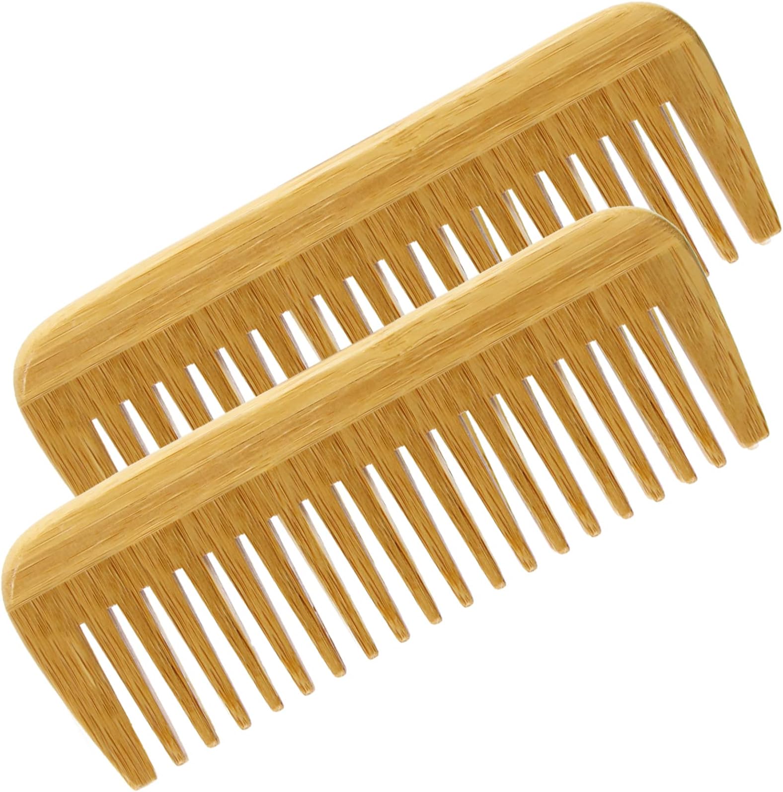 Natural Bamboo Wooden Hair Comb for Women and Men - Eco Friendly Wide Tooth Comb Detangling Curly Hair and Beard Comb For Men(2PCS)