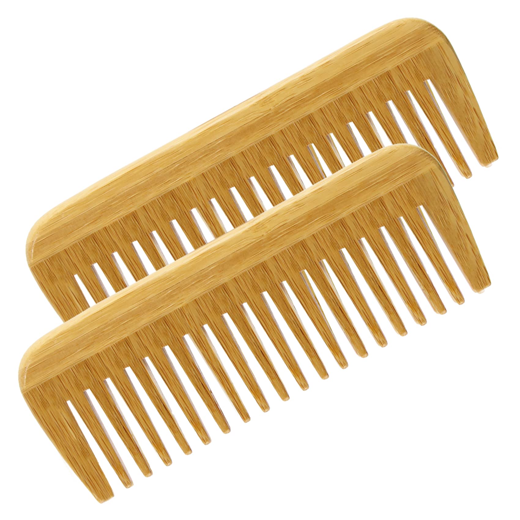 Natural Bamboo Wooden Hair Comb for Women and Men - Eco Friendly Wide Tooth Comb Detangling Curly Hair and Beard Comb For Men（2PCS）