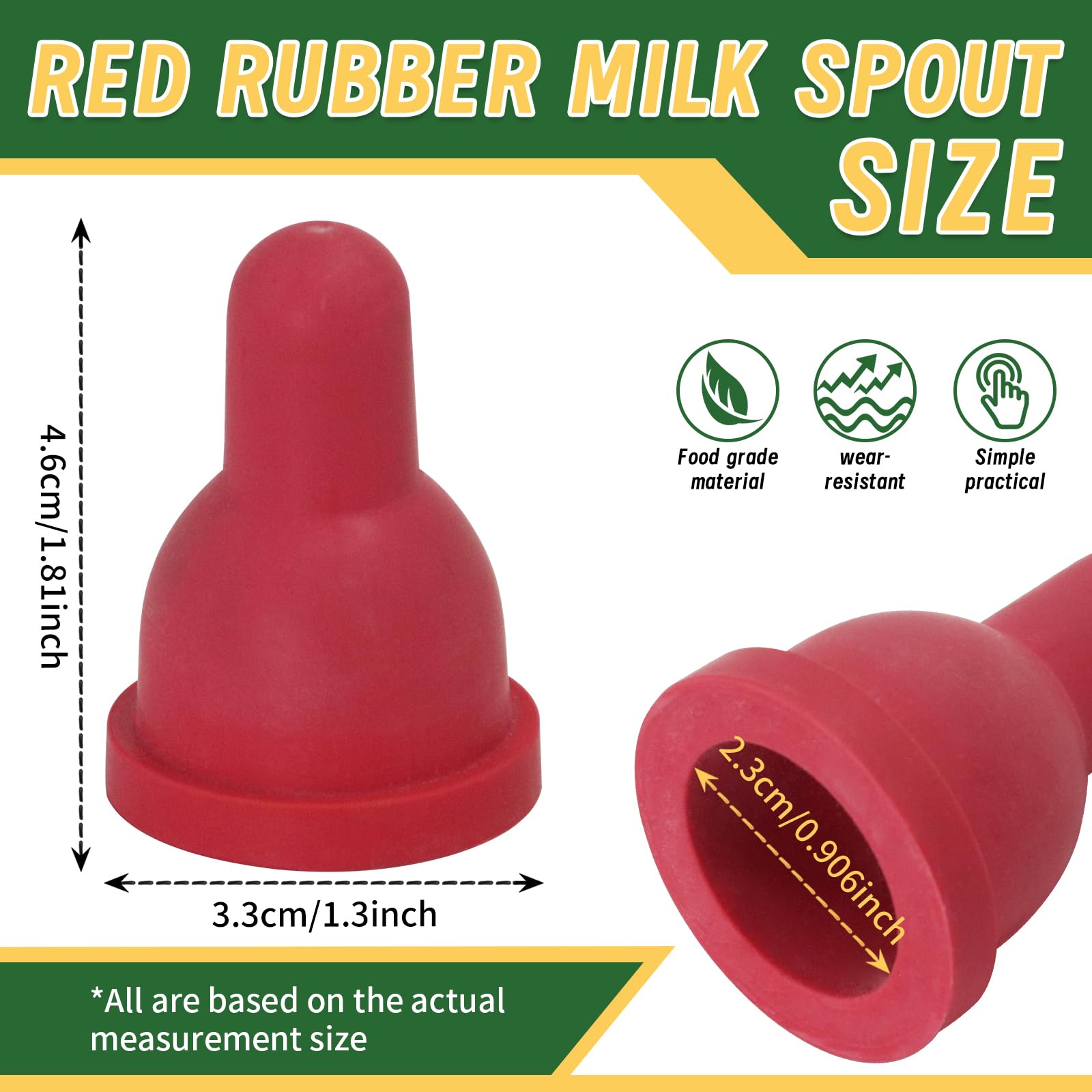 6Pcs Goat Nipple Soft Rubber Sheep Lamb Milk Nipples Soft Rubber Pacifier ?for Lamb Feeding Small Animal Feeding Supplies (red, Nipple)