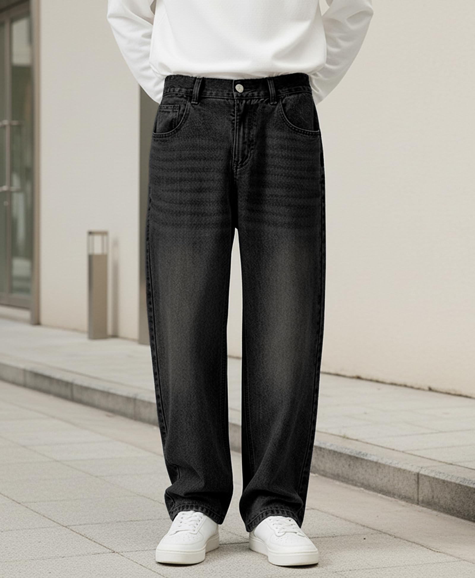Jean Baggy Homme Pantalon Homme Y2K Streetwear Pantalons en Denim décontractés Multipoches