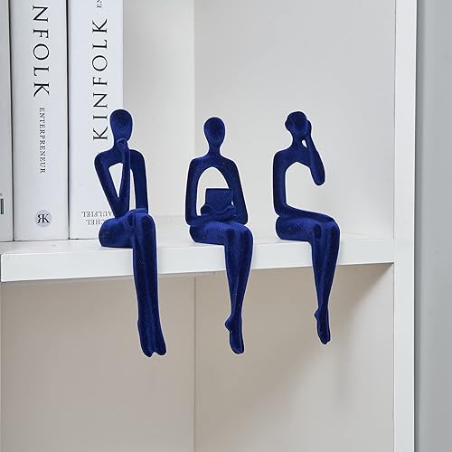 Estantería decorativa de escultura abstracta de pensador, juego de 3 figuras de arte moderno para decoración del hogar, estatua de silencio es oro,