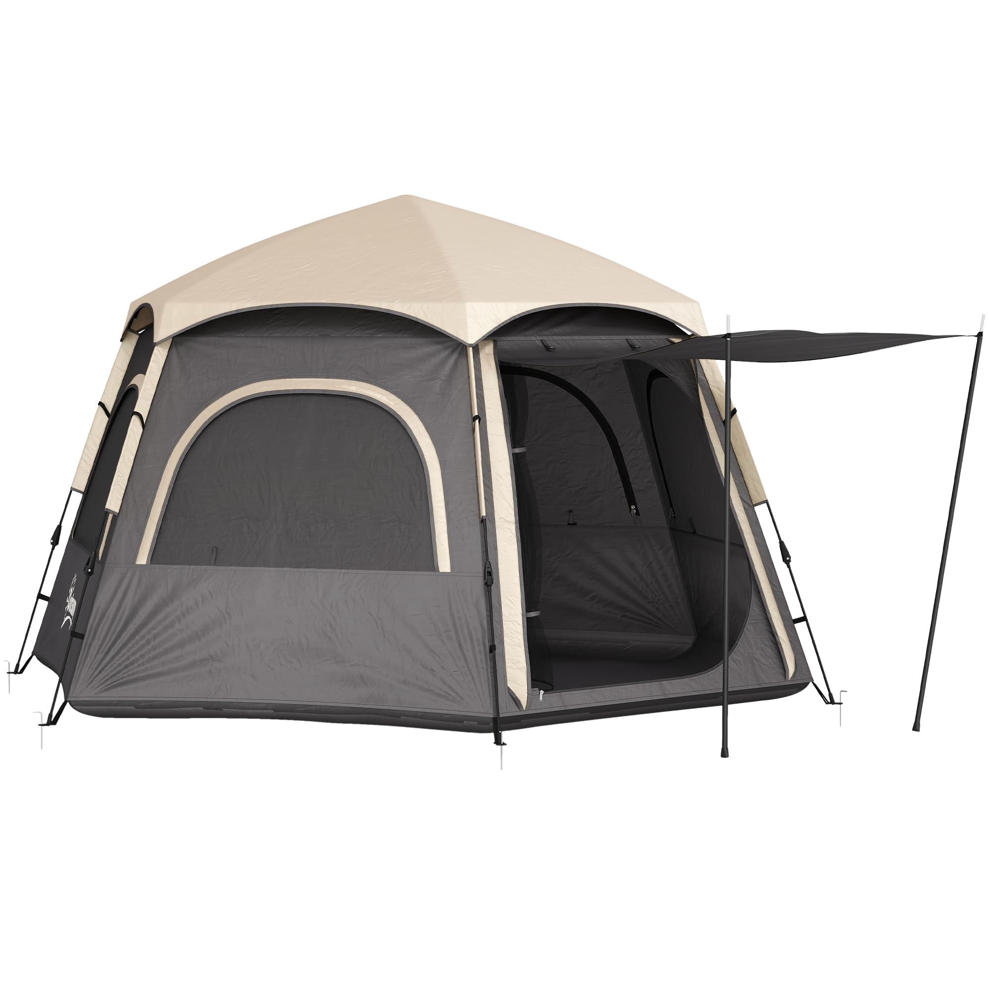 Outsunny Tienda de campaña instantánea para 2/3/4 personas, fácil instalación, tienda familiar con vestíbulo, lluvia, 4 ventanas de malla y 2 puertas, diseño hexagonal, tienda de campaña impermeable