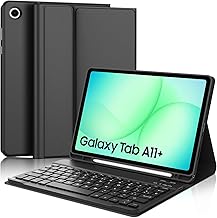 FOGARI Keyboard for Samsung Tab A11 Plus 11 inch 2025, Case for Galaxy Tab A11+ with Spanish Ñ Bluetooth Keyboard for Samsung A11+ Plus 11 inch 2025 SM-X230/X235/X236B Tablet, Black
