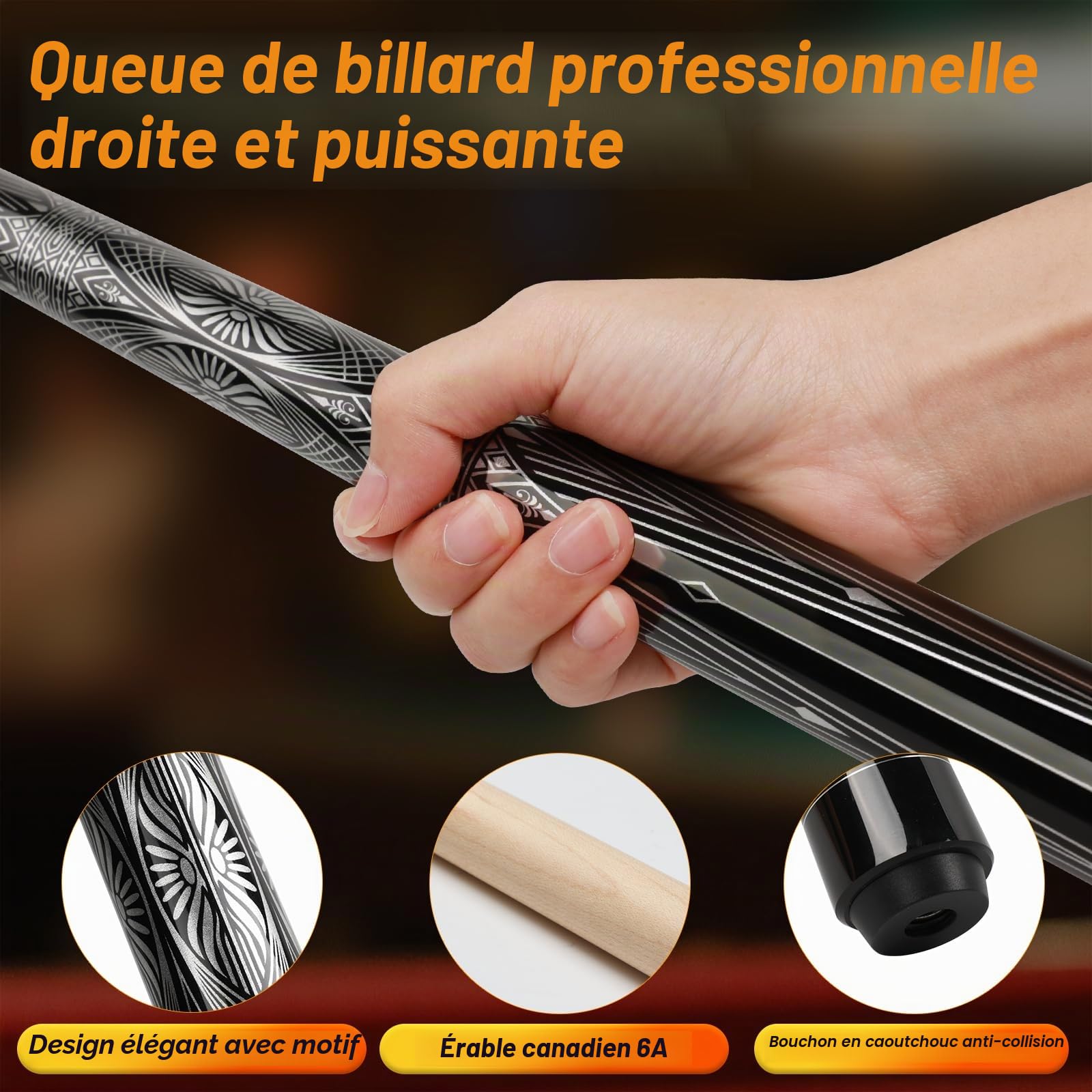 AKLOT Queue de Billard 147cm 539g avec vis de réglage du Poids de 567g/595g