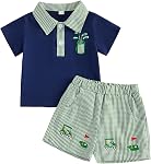 Toddler Baby Boy Golf Outfit Shorts Set Summer Clothes Cart Print Short Sleeve Lapel Neck Shirts Top Gentleman Suits