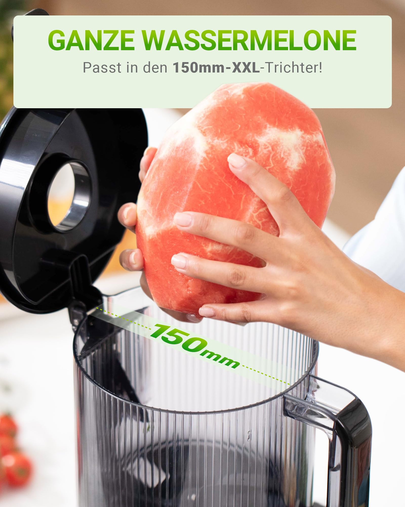 TUUMIIST Estrattore Frutta e Verdura, Estrattore di Succo, Centrifuga Frutta e Verdura, 99% Nutrienti Preservati, Senza BPA, 150 mm, Nero