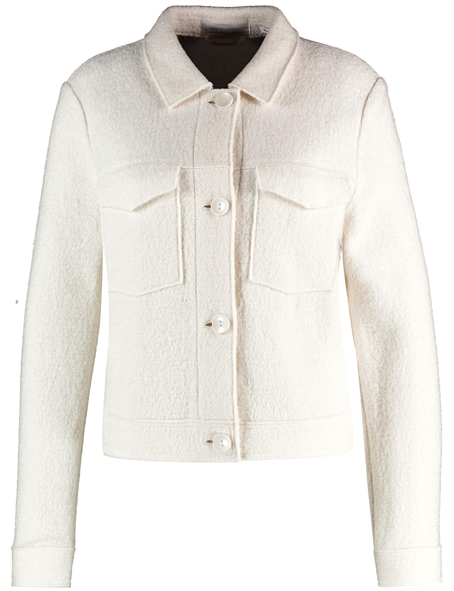 Gerry Weber Ladies Bouclé Long Sleeve Plain Cuff Blazer Jacket, White (Whisper White), 10