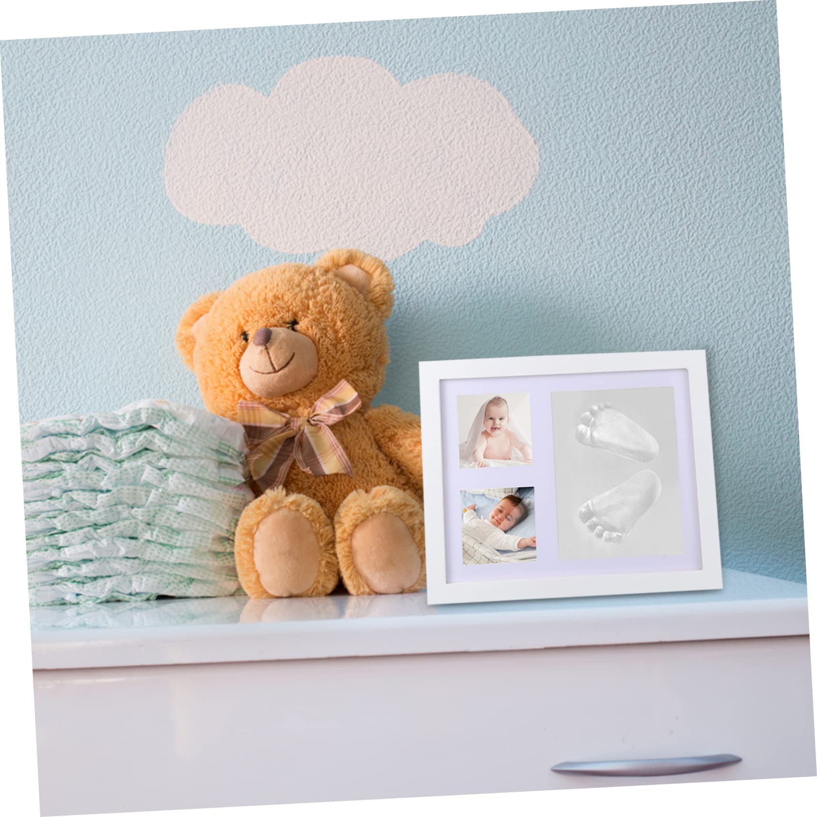 1 Juego marco de fotos con huella de manos y pies marco de huella de recién nacido de mamá picture frames marco de huellas de recién nacido kit de arte colocar