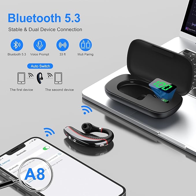 Auricular Bluetooth V5.3 con micrófono y 14h de conversación miniatura 4