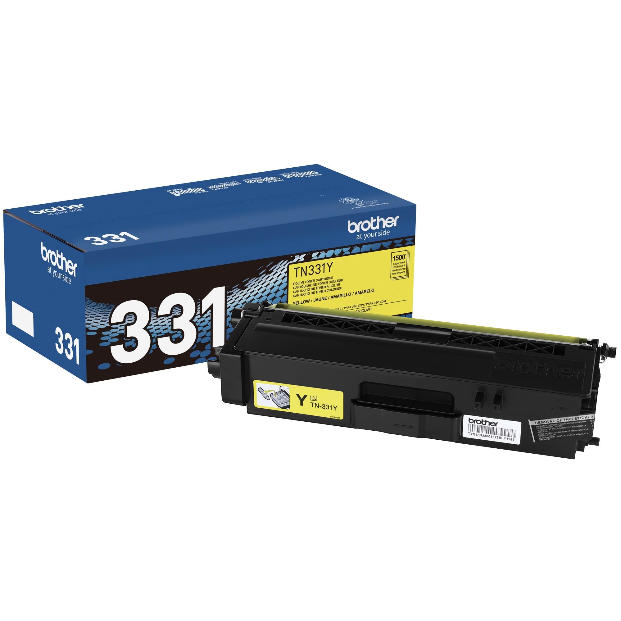 Brother Genuine Standard Yield Toner Cartridge, TN331Y, Replacement Yellow Toner, Page Yield Up To 1,500 Pages, Amazon Dash Replenishment Cartridge, TN331